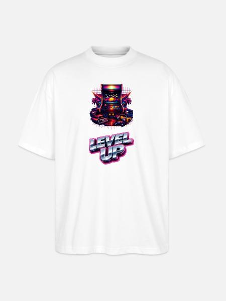 Neon Level Up Arcade - Stanley/Stella Blaster Oversized T-Shirt - white