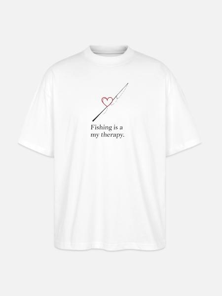 Fishing Heart Therapy Design - Stanley/Stella Blaster Oversized T-Shirt - white