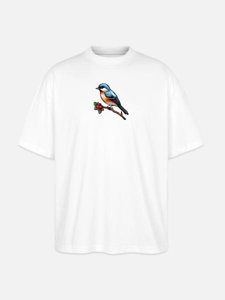 طائر السعادة الصغير - تصميم فني. - Stanley/Stella Blaster Oversized T-Shirt - white