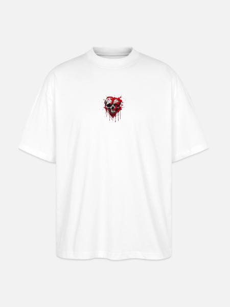Blood Splash Skull Art - Stanley/Stella Blaster Oversized T-Shirt  - white