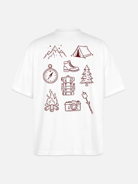 Adventure Enthusiast Camping Doodle Collage - Stanley/Stella Blaster Oversized T-Shirt - white