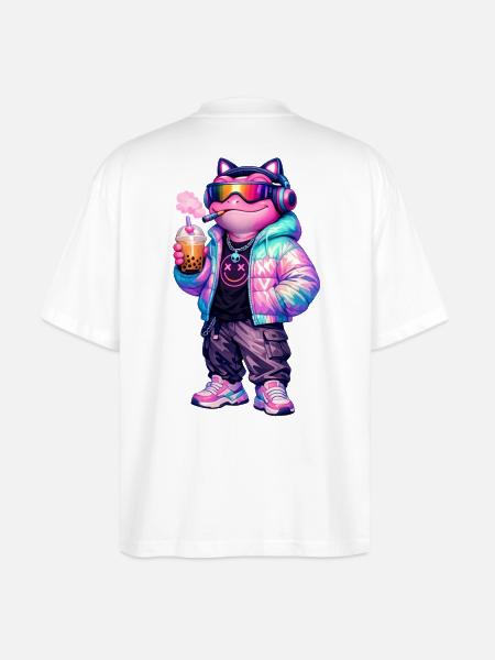 Retro CyberPunk Frog - Stanley/Stella Blaster Oversized T-Shirt - white