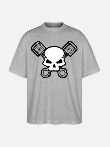 Skull and Pistons - Stanley/Stella Blaster Oversized T-Shirt - heather gray