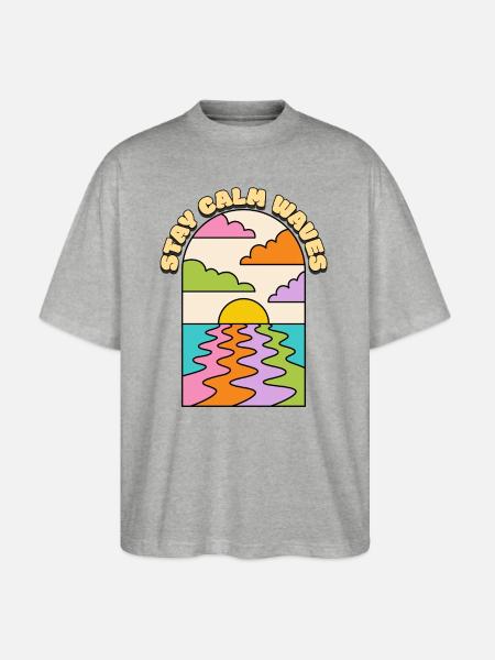 STAY CALM WAVES - Stanley/Stella Blaster Oversized T-Shirt - heather gray