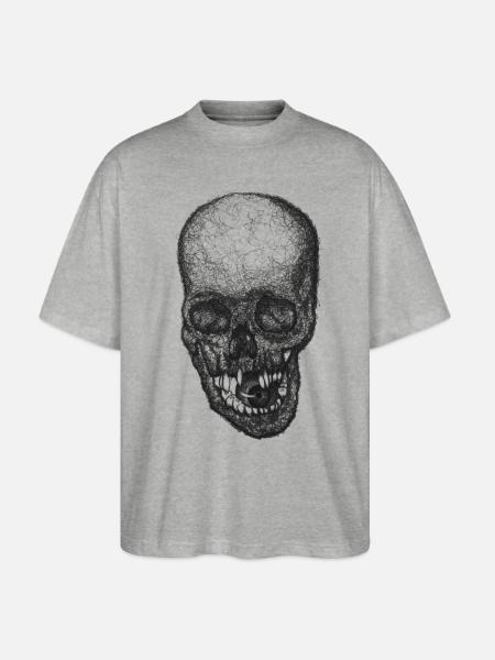 Gothic Skull Lace Portrait - Stanley/Stella Blaster Oversized T-Shirt - heather gray