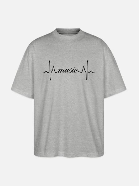 Music ECG heartbeat - Stanley/Stella Blaster Oversized T-Shirt - heather gray
