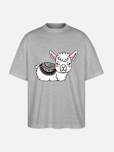 Adorable Llama Resting - Stanley/Stella Blaster Oversized T-Shirt - heather gray
