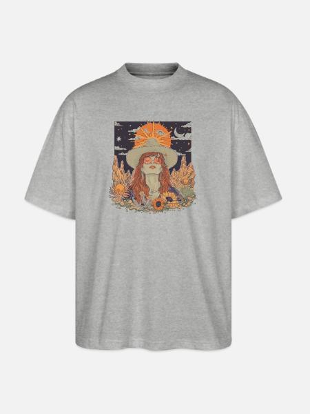 Mystic Sunflower Dreamer Illustration - Stanley/Stella Blaster Oversized T-Shirt  - heather gray