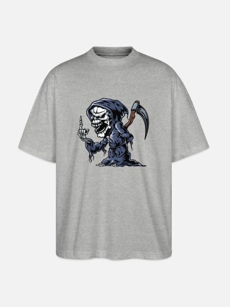 skeleton fuck you - Stanley/Stella Blaster Oversized T-Shirt  - heather gray