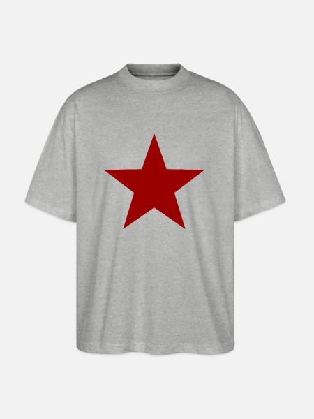 RED STAR 001 - Stanley/Stella Blaster Oversized T-Shirt - heather gray
