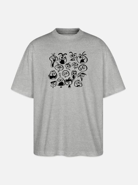 Funny Faces - Stanley/Stella Blaster Oversized T-Shirt  - heather gray