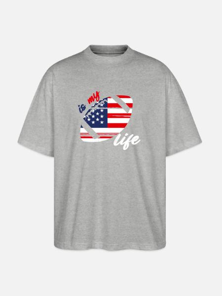 Patriotic Football Life - Stanley/Stella Blaster Oversized T-Shirt - heather gray
