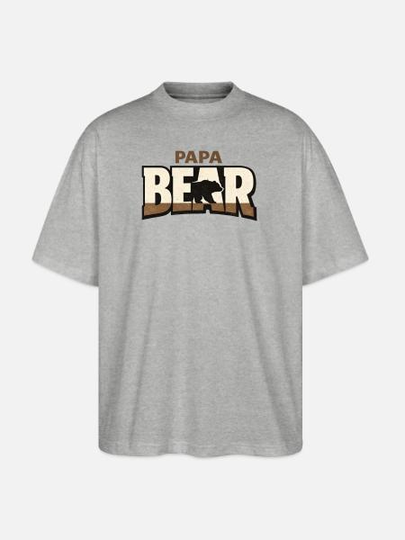 Papa Bear Rustic Logo - Stanley/Stella Blaster Oversized T-Shirt - heather gray