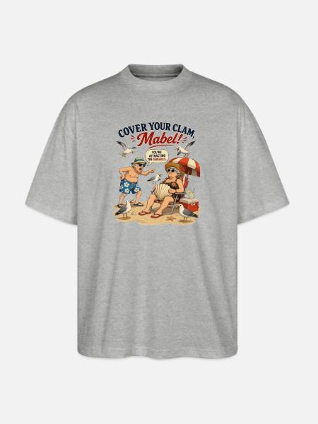 Cover Your Clam Mabel - Stanley/Stella Blaster Oversized T-Shirt - heather gray