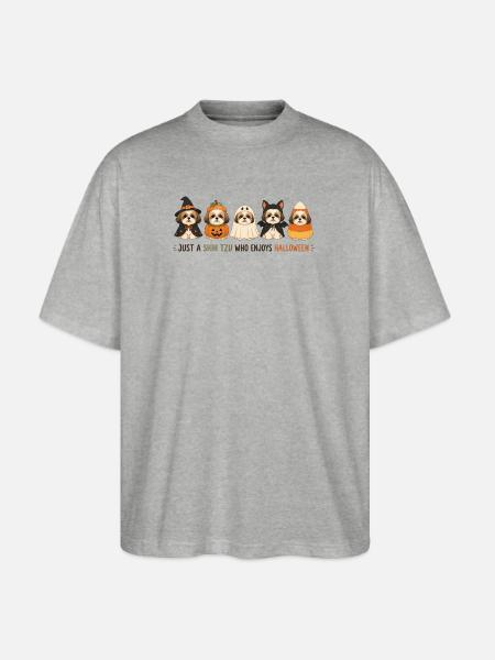 Halloween Shih Tzu Crew - Stanley/Stella Blaster Oversized T-Shirt - heather gray