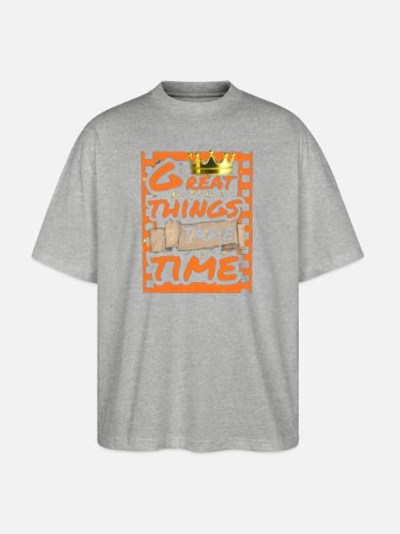 Great Things Take Time Motif - Stanley/Stella Blaster Oversized T-Shirt - heather gray