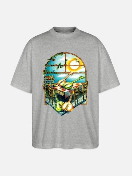 Rustic Sunrise Kitchen Scene - Stanley/Stella Blaster Oversized T-Shirt - heather gray