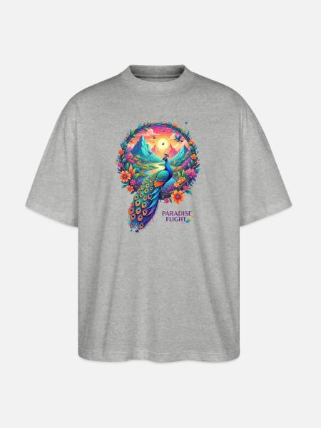 Paradise Flight Peacock - Stanley/Stella Blaster Oversized T-Shirt - heather gray