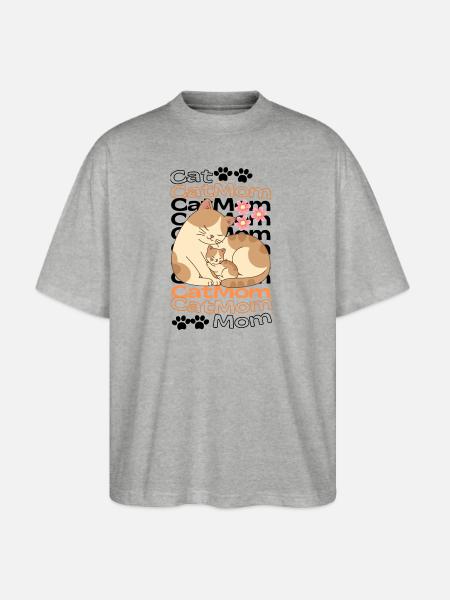 MomCat - Stanley/Stella Blaster Oversized T-Shirt - heather gray