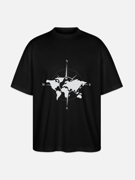 World map and compass - Stanley/Stella Blaster Oversized T-Shirt - black