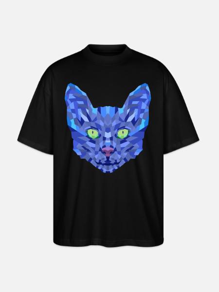 Blue cat face - Stanley/Stella Blaster Oversized T-Shirt - black