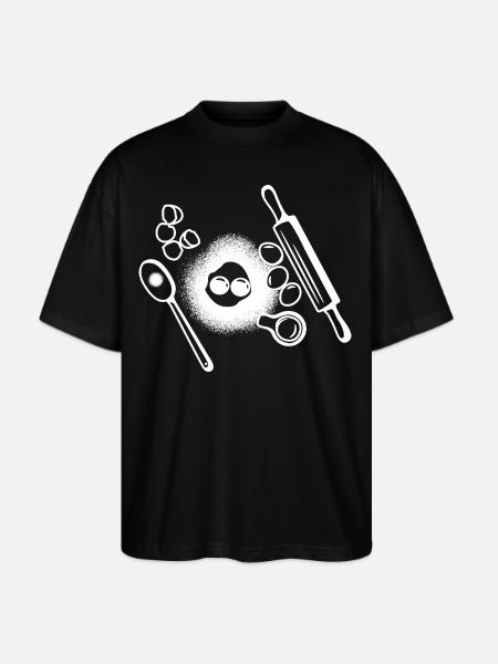 Baking Ingredients Drawing - Stanley/Stella Blaster Oversized T-Shirt - black