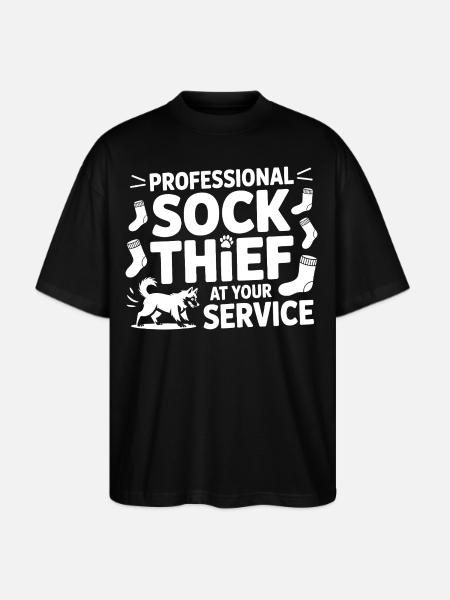 Funny Dog Professional Sock Thief  - Stanley/Stella Blaster Oversized T-Shirt  - black