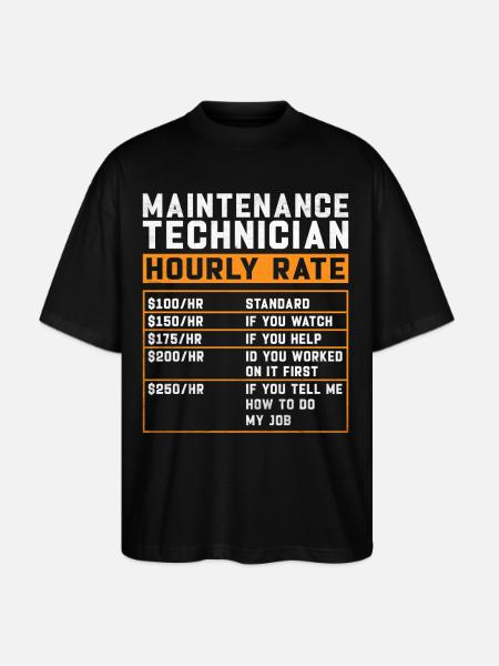 Maintenance Technician Hourly Rate - Stanley/Stella Blaster Oversized T-Shirt  - black