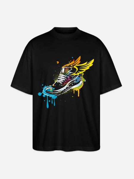 Sneaker graffiti with wings - Stanley/Stella Blaster Oversized T-Shirt - black