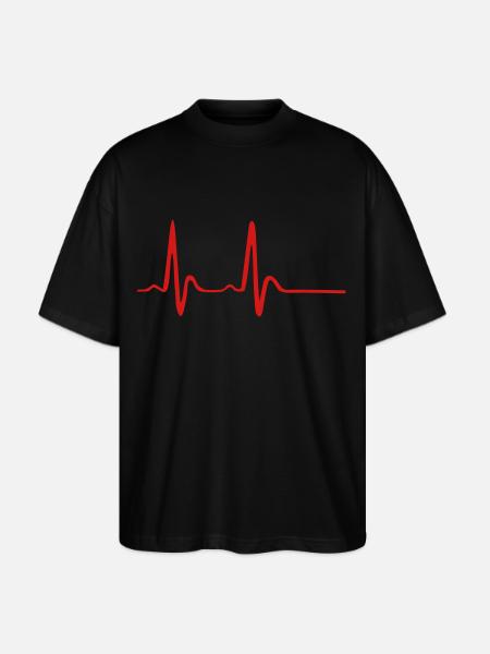 Heartbeat, ECG, EKG - Stanley/Stella Blaster Oversized T-Shirt  - black