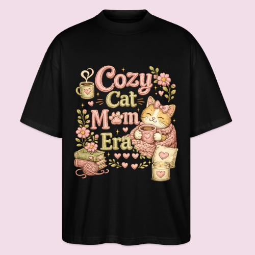 Cozy Cat Mom Era Faux Stitched Design - Stanley/Stella Blaster Oversized T-Shirt 