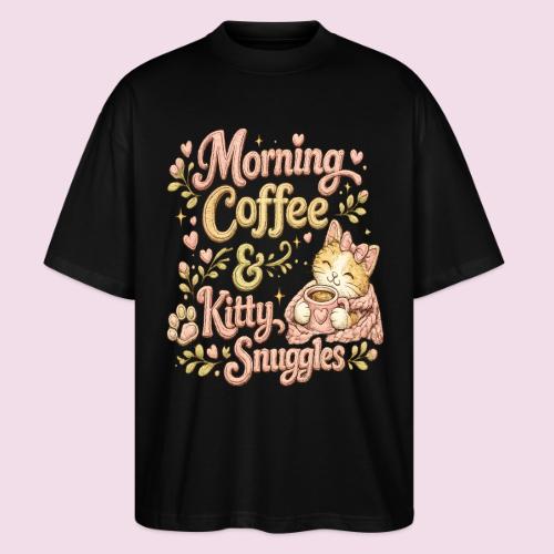 Morning Coffee & Kitty Snuggles Faux Stitched - Stanley/Stella Blaster Oversized T-Shirt 