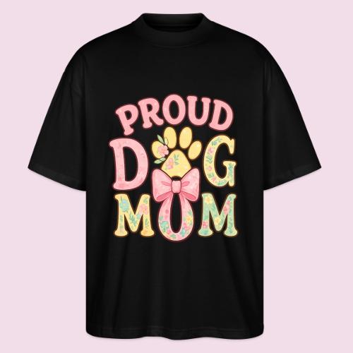 Proud Dog Mom Floral Paw Bow - Stanley/Stella Blaster Oversized T-Shirt 