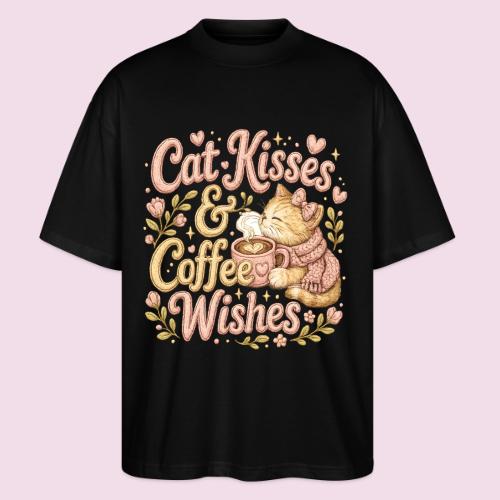 Cat Kisses & Coffee Wishes Faux Stitched - Stanley/Stella Blaster Oversized T-Shirt 