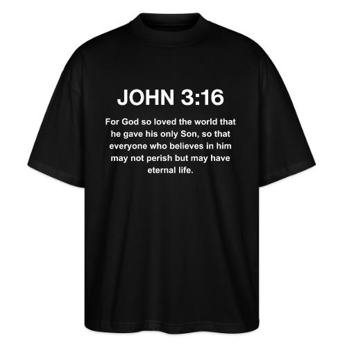 John 3:16 Christian Apparel – White - Stanley/Stella Blaster Oversized T-Shirt 