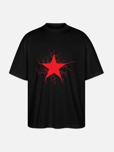 red star - Stanley/Stella Blaster Oversized T-Shirt - black