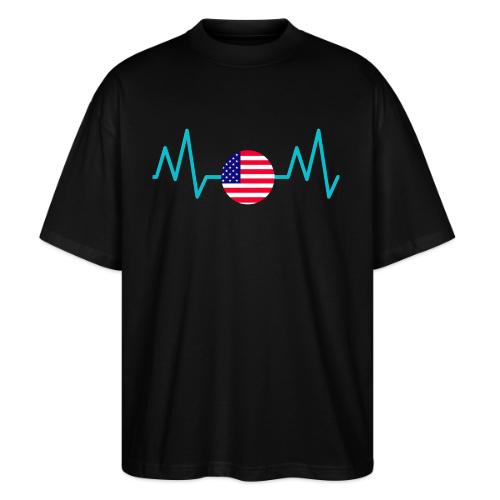 Heartbeat USA Flag – Patriotic American Pride Tee - Stanley/Stella Blaster Oversized T-Shirt 