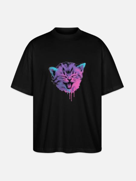 Neon Cat Splash - Stanley/Stella Blaster Oversized T-Shirt - black