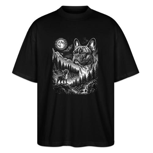 Vintage French Bulldog Moon Howling Tee - Stanley/Stella Blaster Oversized T-Shirt 