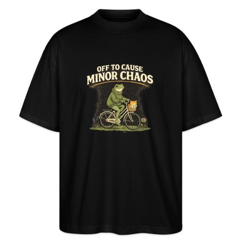 Minor Chaos Vintage Frog and Cat on Bicycle - Stanley/Stella Blaster Oversized T-Shirt 