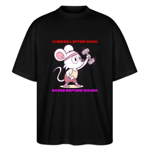 Cheese Lifter 3000 | Funny Gym Rat Mouse tshirt - Stanley/Stella Blaster Oversized T-Shirt 