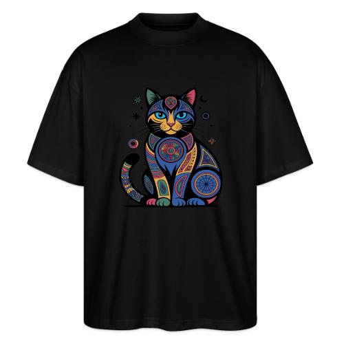 Vibrant Geometric Cat Mandala - Stanley/Stella Blaster Oversized T-Shirt 