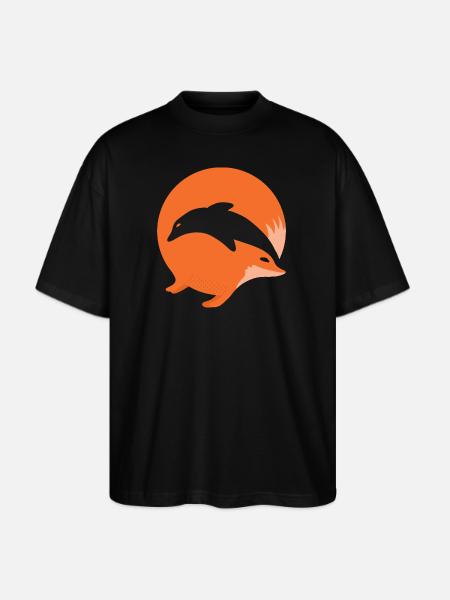 Fox or Dolphin in this fun optical illusion - Stanley/Stella Blaster Oversized T-Shirt  - black
