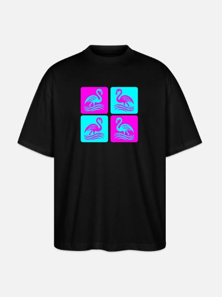 Flamingo Waves Pop Art - Stanley/Stella Blaster Oversized T-Shirt - black