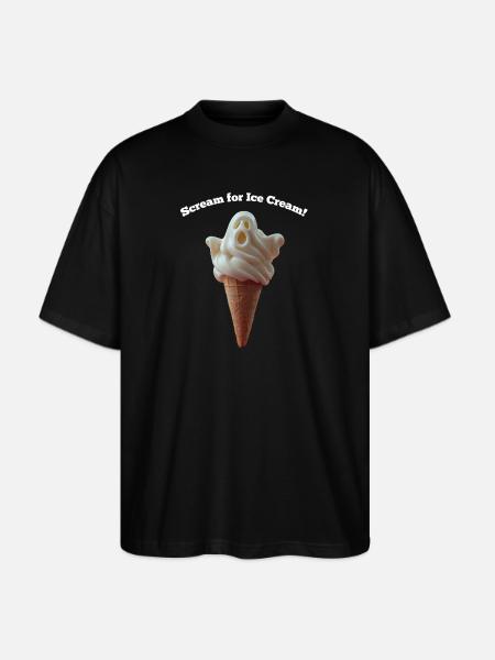 Scream Ghost Ice Cream Cone - Stanley/Stella Blaster Oversized T-Shirt - black