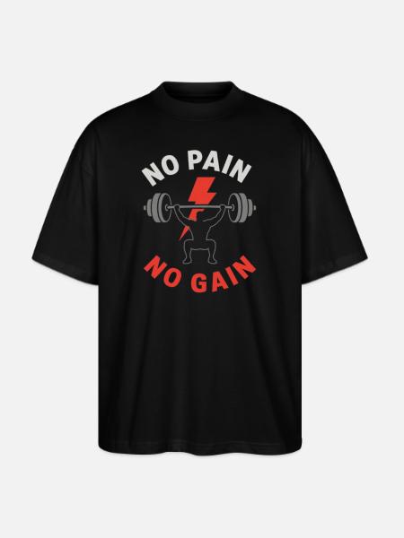 No Pain No Gain Gym - Stanley/Stella Blaster Oversized T-Shirt - black