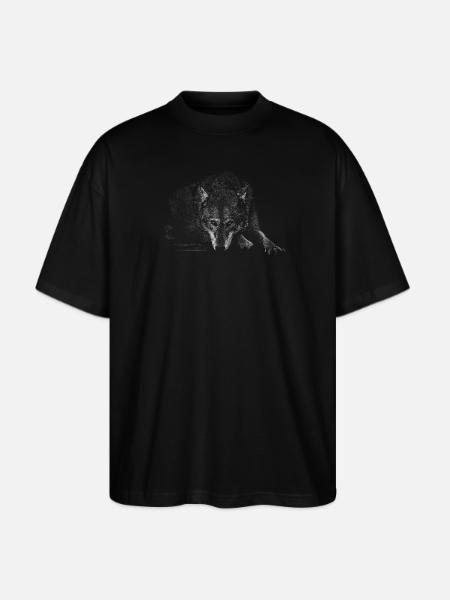 Wolf Silhouette Mono - Stanley/Stella Blaster Oversized T-Shirt  - black