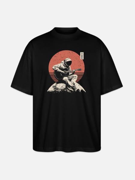 Astronaut Guitar on Lunar Sunset - Stanley/Stella Blaster Oversized T-Shirt - black