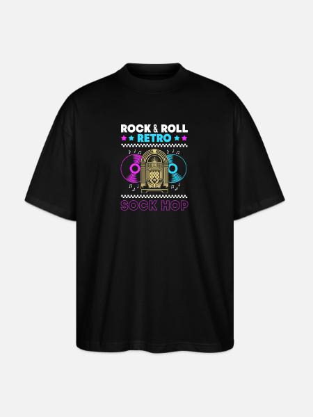 Music 50s Retro Sock Hop - Stanley/Stella Blaster Oversized T-Shirt  - black