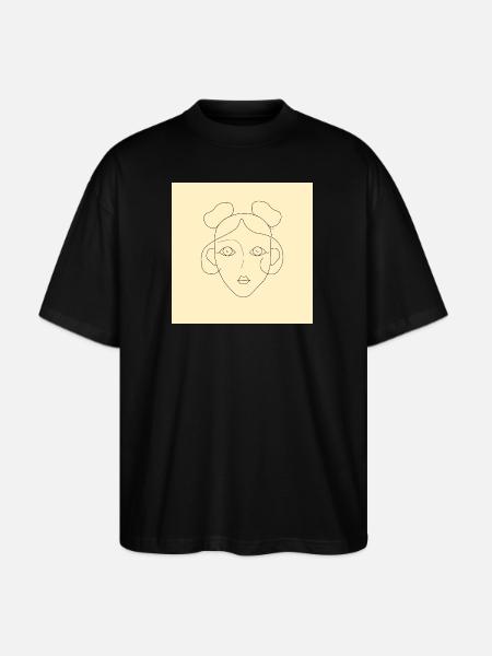 line girl face - Stanley/Stella Blaster Oversized T-Shirt - black